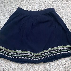 LOFT Navy Skirt with Embroidery - size M